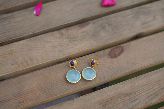 Women's Cobalt Dream Round Drop Earrings By Room9 The Popup Store