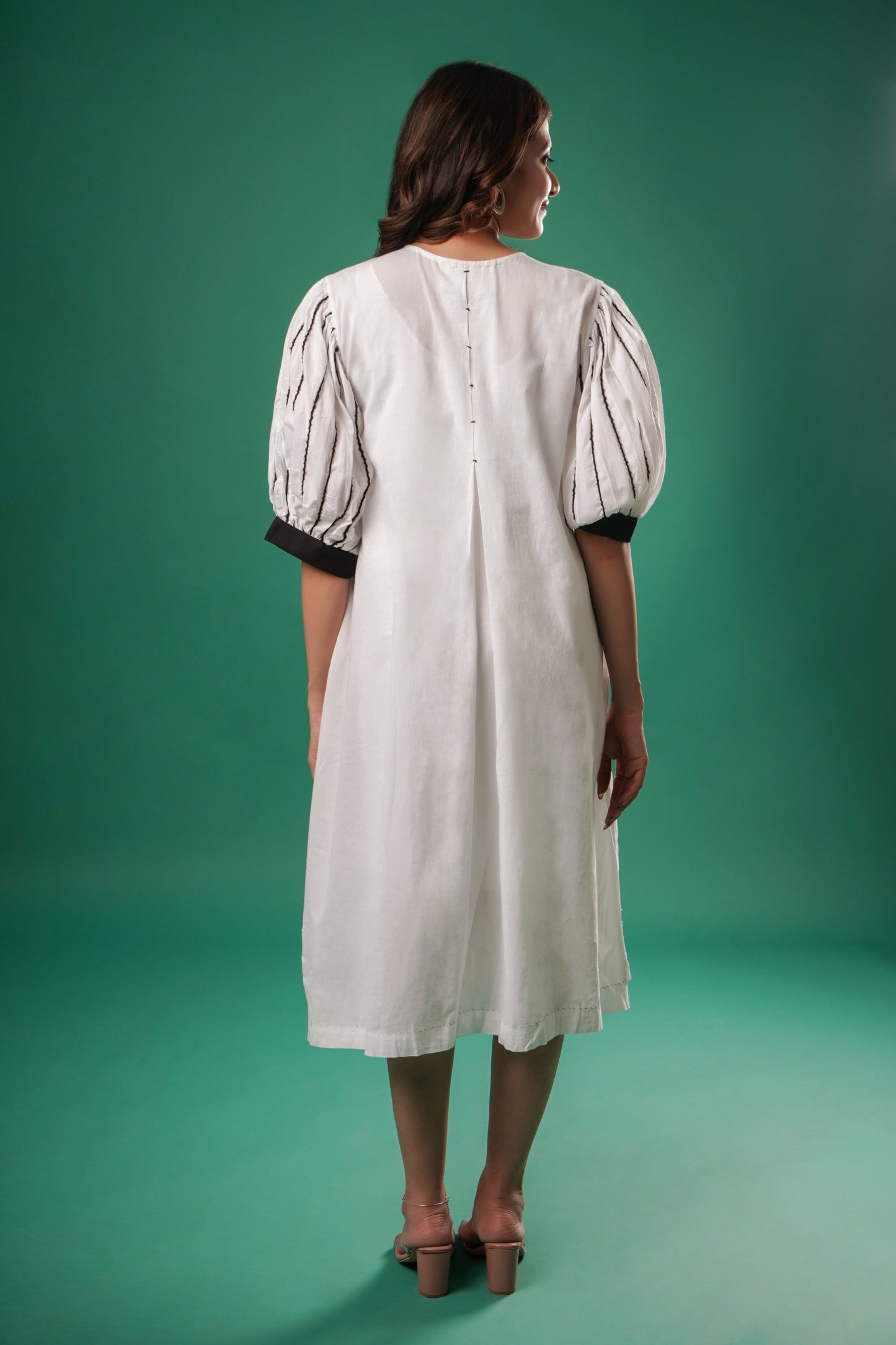 Women's White Cotton Embroidered Angrakha Dress By Room9 The Popup Store
