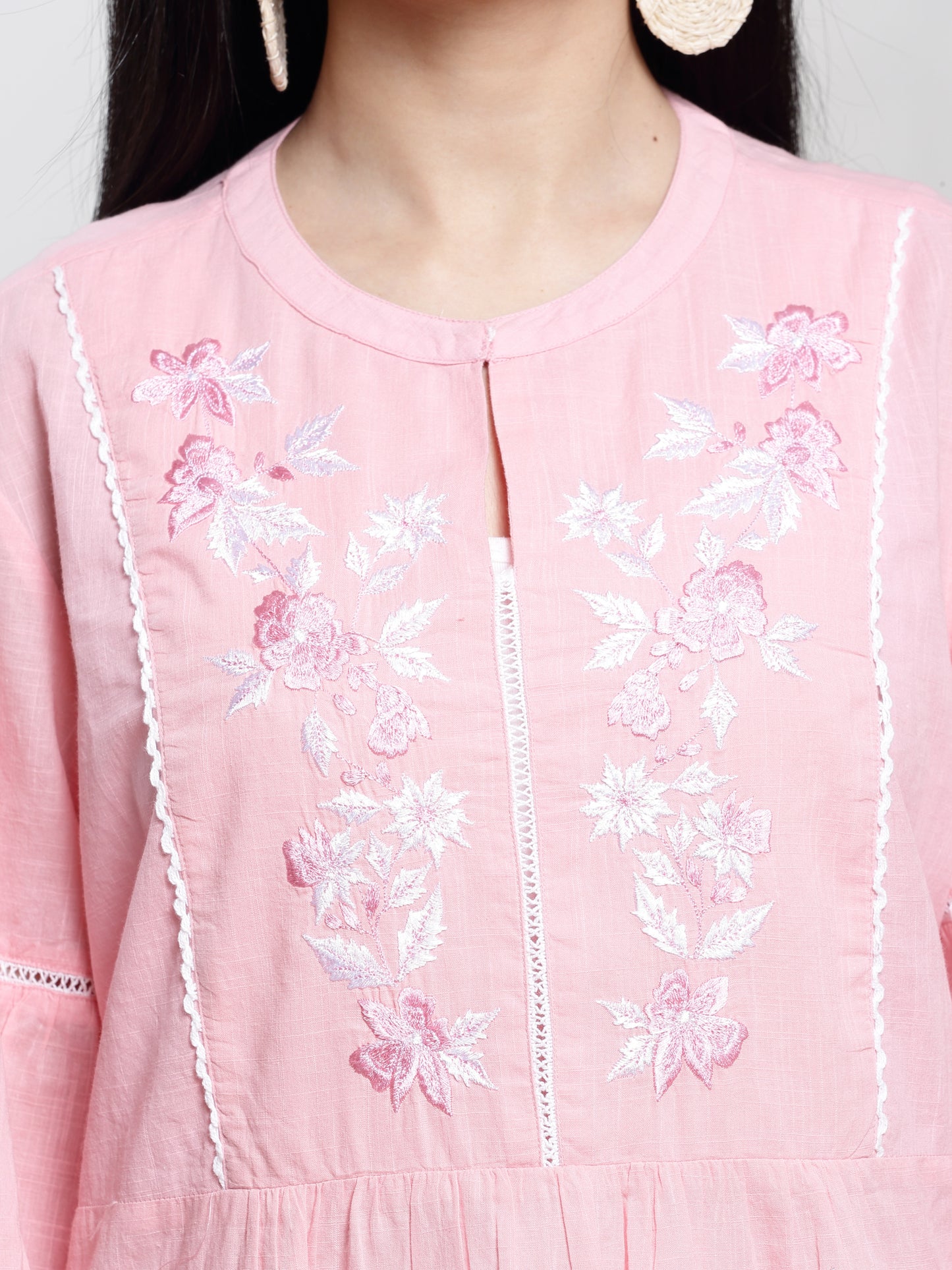 Women's Pastel Pink Chikankari Tunic By Room9 The Popup Store