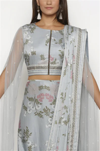 Women's Windance Printed Pre-Stitched Saree With Top By Room9 The Popup Store