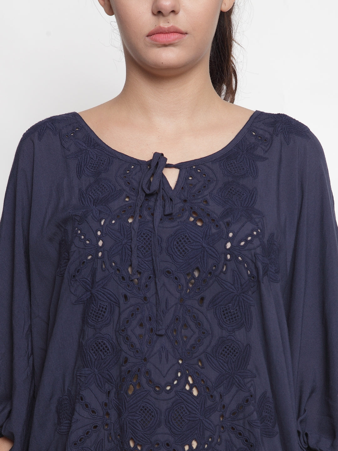 Women's Navy Blue Viscose Top By Room9 The Popup Store