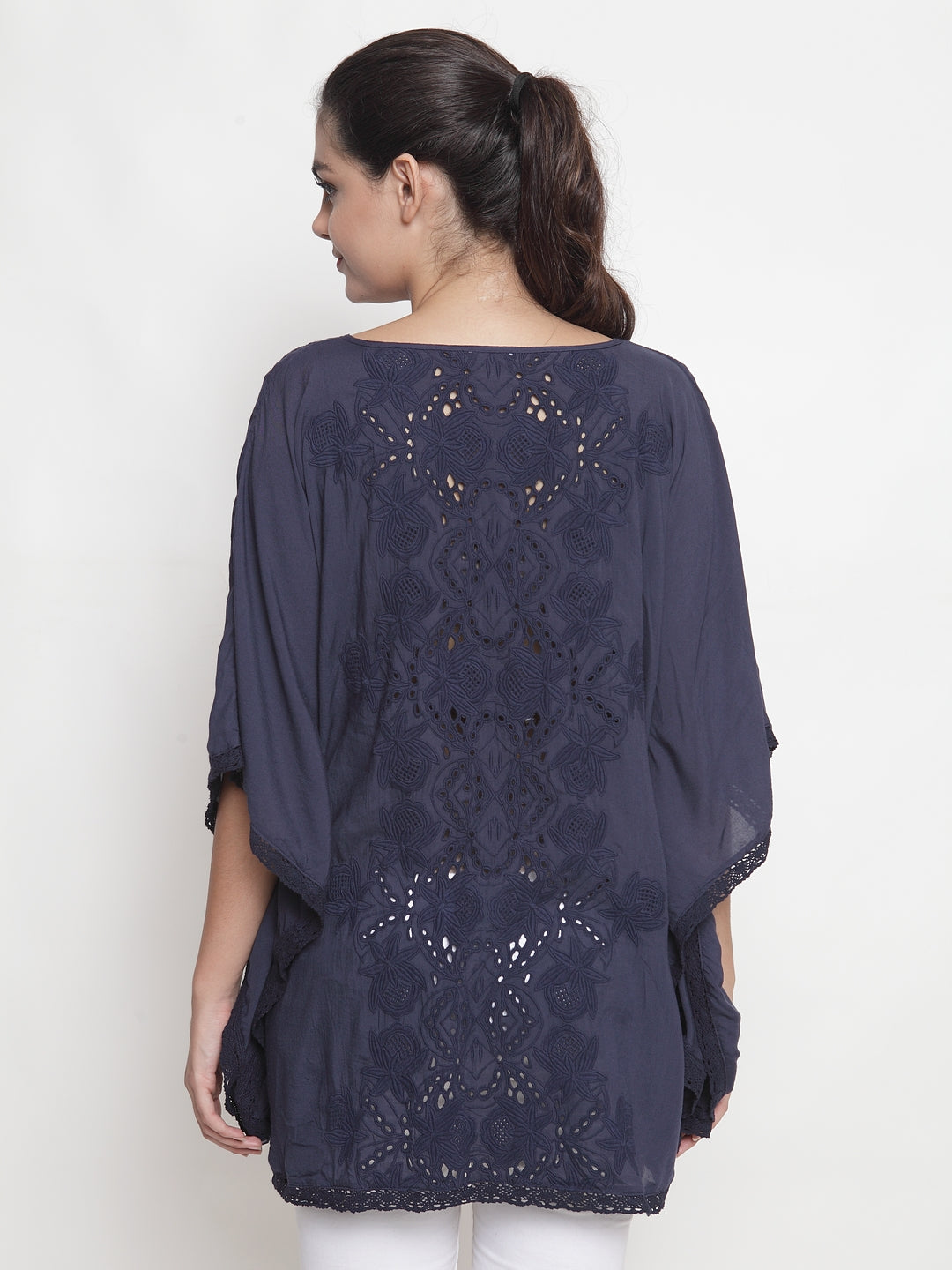 Women's Navy Blue Viscose Top By Room9 The Popup Store
