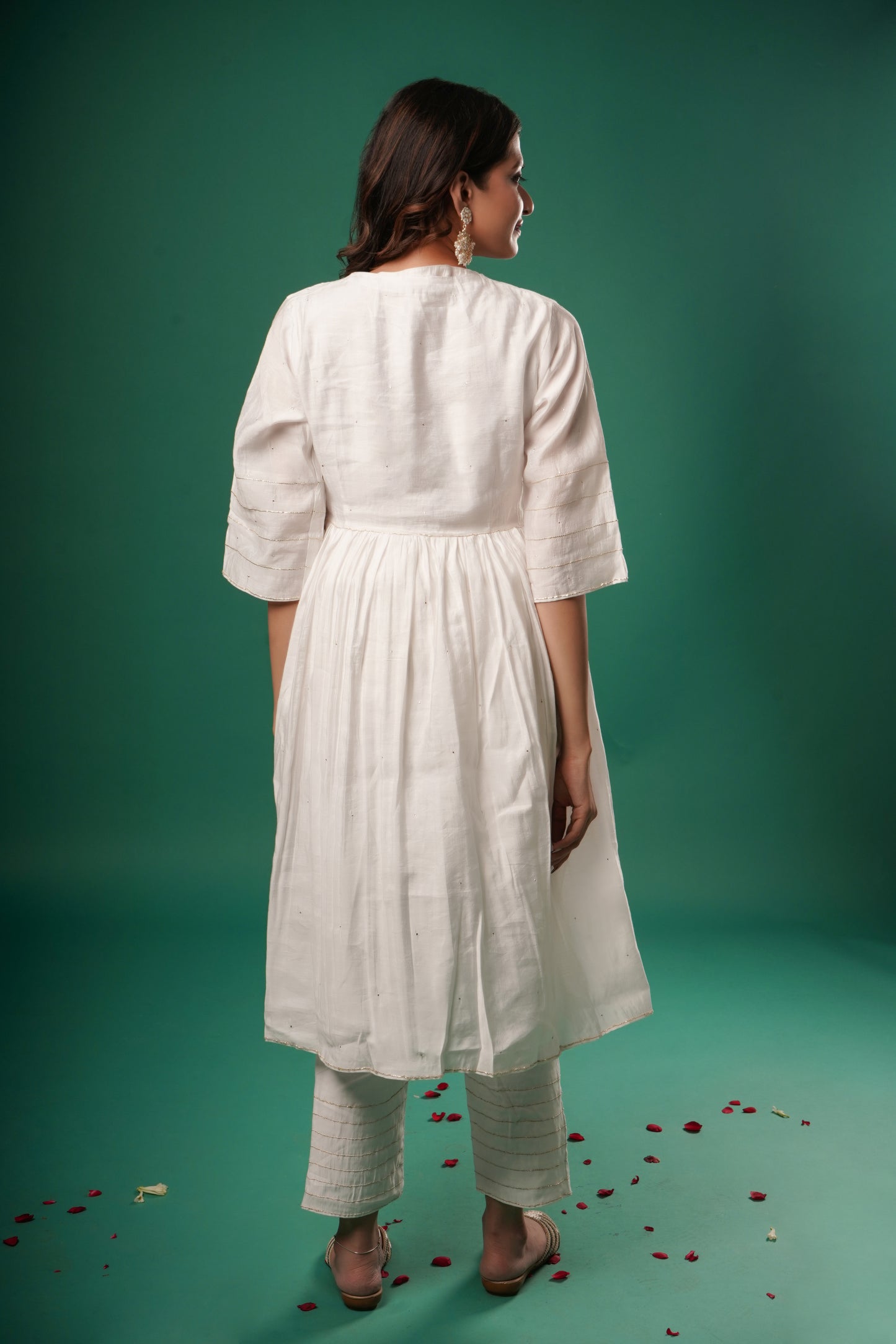 Women's White Chanderi Angrakha Set By Room9 The Popup Store
