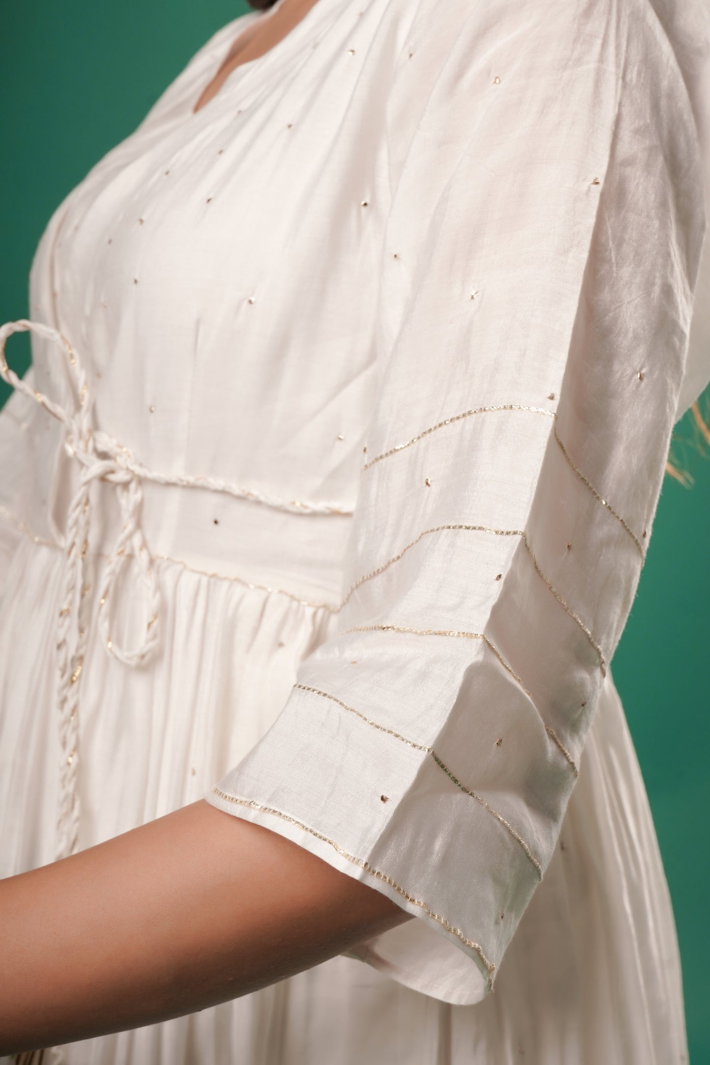 Women's White Chanderi Angrakha Set By Room9 The Popup Store