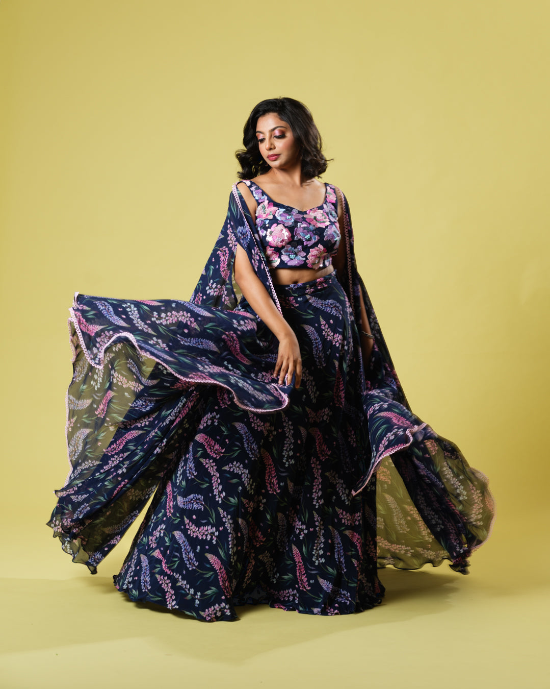 Women's Midnight Glamour Light Lehenga By Room9 The Popup Store