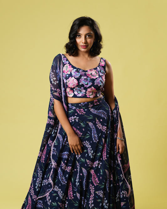 Women's Midnight Glamour Light Lehenga By Room9 The Popup Store
