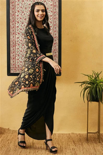 Women's Zahra Solid Drape Dress With Jacket By Room9 The Popup Store