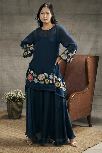 Women's Gulista Patch Work Blue Co-Ord Set By Room9 The Popup Store