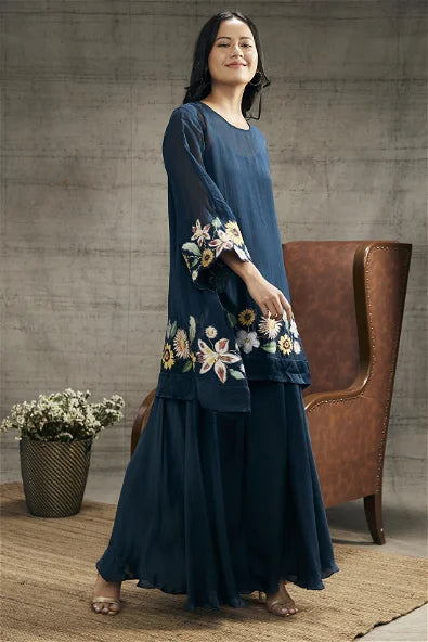 Women's Gulista Patch Work Blue Co-Ord Set By Room9 The Popup Store