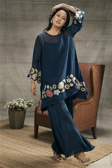Women's Gulista Patch Work Blue Co-Ord Set By Room9 The Popup Store