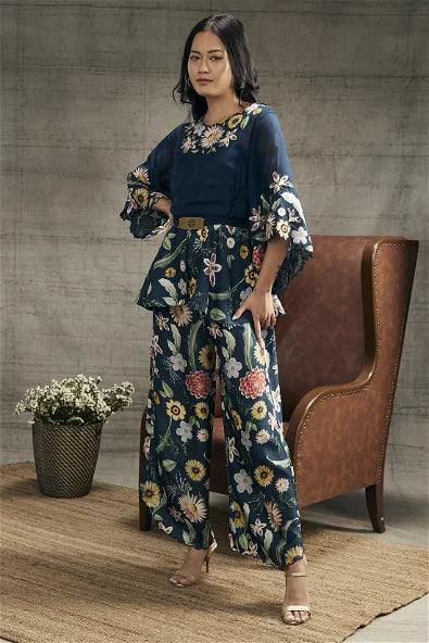 Women's Gulista Patch Work Blue Co-Ord Set By Room9 The Popup Store