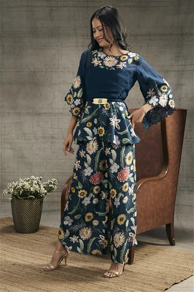 Women's Gulista Patch Work Blue Co-Ord Set By Room9 The Popup Store