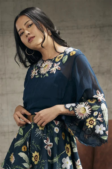 Women's Gulista Patch Work Blue Co-Ord Set By Room9 The Popup Store