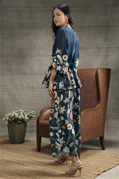 Women's Gulista Patch Work Blue Co-Ord Set By Room9 The Popup Store