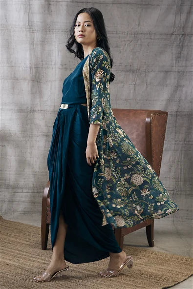 Women's Mehr Drape Dress With Printed Jacket By Room9 The Popup Store