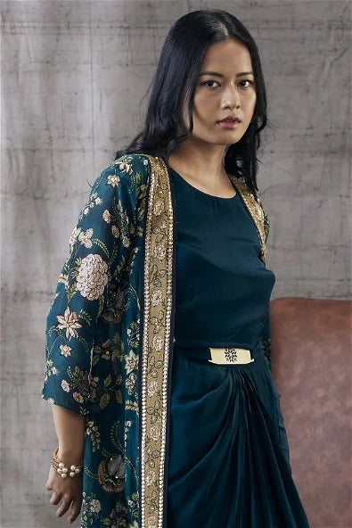 Women's Mehr Drape Dress With Printed Jacket By Room9 The Popup Store