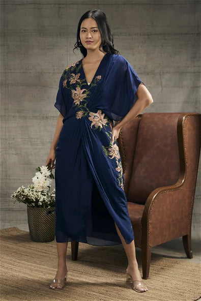 Women's Orchid Bloom Embroidered Patchwork Dress By Room9 The Popup Store