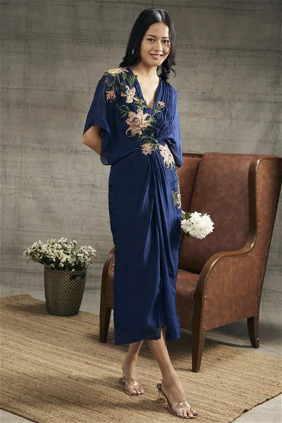 Women's Orchid Bloom Embroidered Patchwork Dress By Room9 The Popup Store