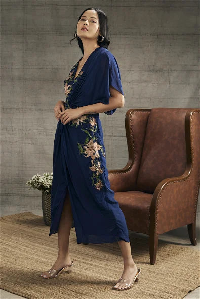 Women's Orchid Bloom Embroidered Patchwork Dress By Room9 The Popup Store