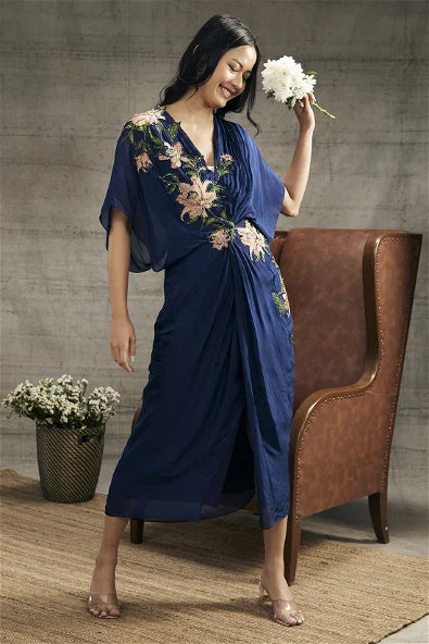 Women's Orchid Bloom Embroidered Patchwork Dress By Room9 The Popup Store