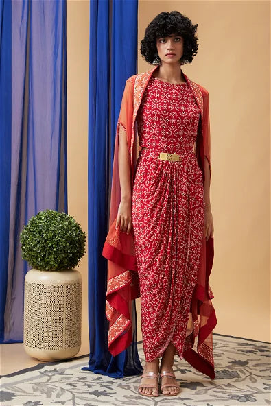 Women's Bandej Drape Dress With Cape By Room9 The Popup Store