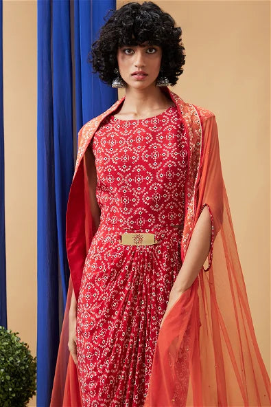 Women's Bandej Drape Dress With Cape By Room9 The Popup Store