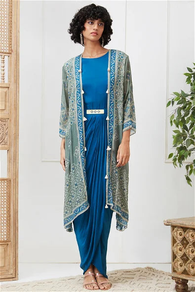 Women's Bandej Drape Dress With Printed Jacket By Room9 The Popup Store
