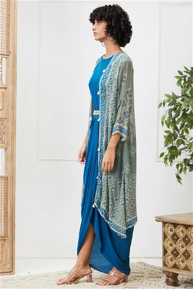 Women's Bandej Drape Dress With Printed Jacket By Room9 The Popup Store