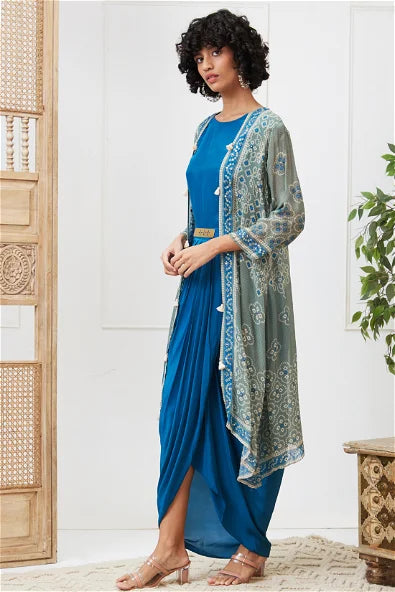 Women's Bandej Drape Dress With Printed Jacket By Room9 The Popup Store