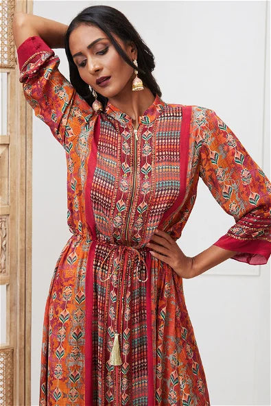 Women's Adah Embellished Dress With Waist Tie Up By Room9 The Popup Store