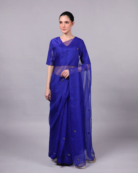Women's Shurik Saree - Blue By Room9 The Popup Store