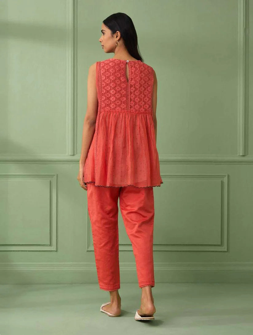 Women's Coral lace Top & Pants (Set of 3) By Room9 The Popup Store