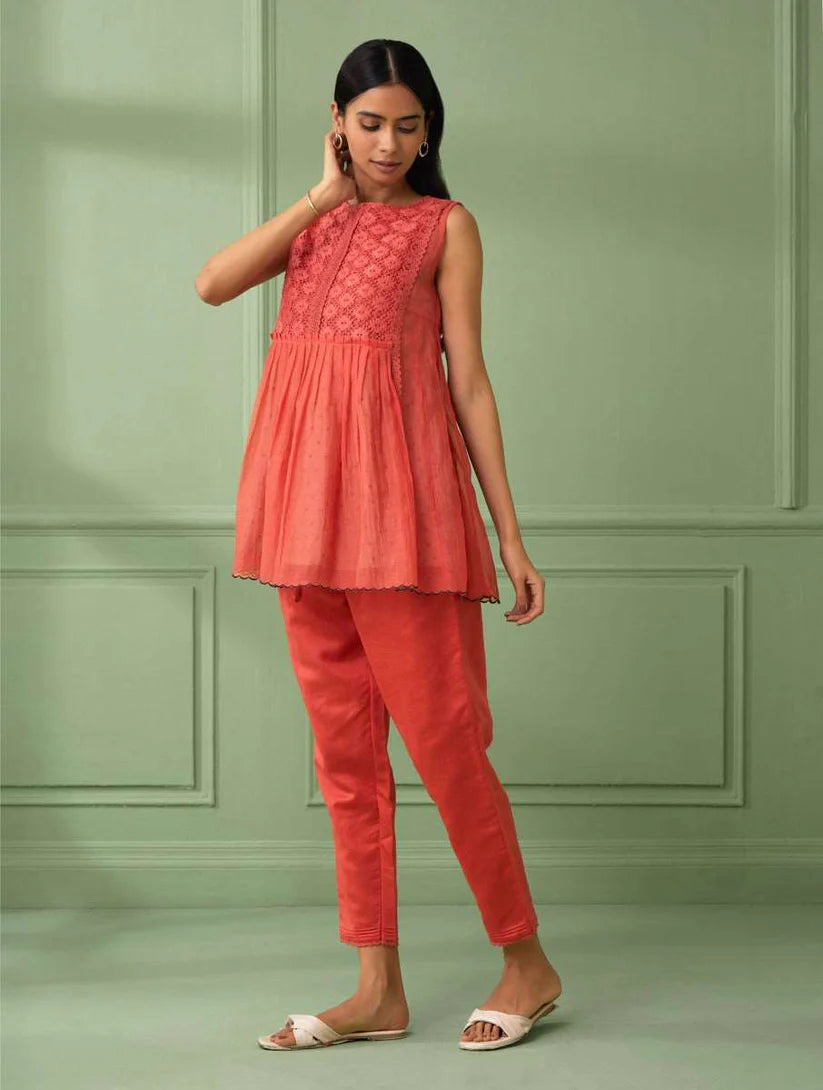 Women's Coral lace Top & Pants (Set of 3) By Room9 The Popup Store
