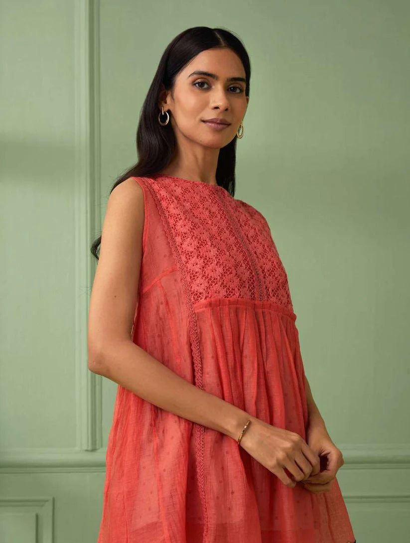 Women's Coral lace Top & Pants (Set of 3) By Room9 The Popup Store