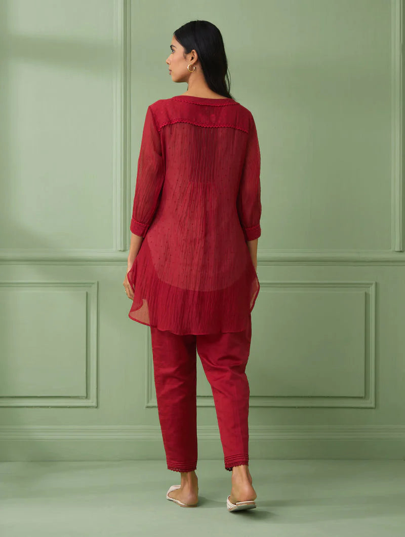 Women's Red Shirt with Pants (Set of 3) By Room9 The Popup Store