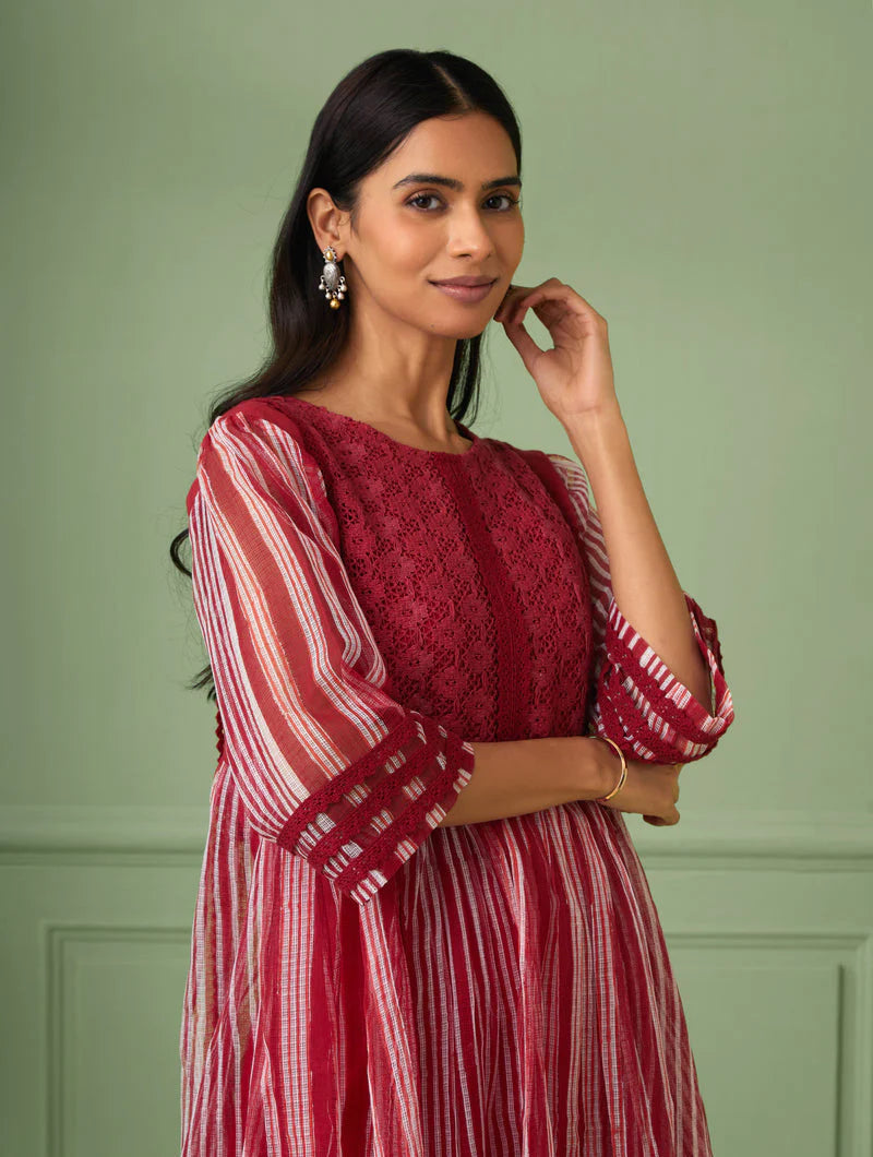 Women's Red-Rose Maxi Dress With Slip By Room9 The Popup Store