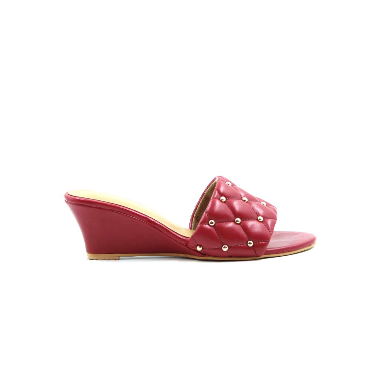 Women's Puffed Wedges Wine Red Color By Room9 The Popup Store