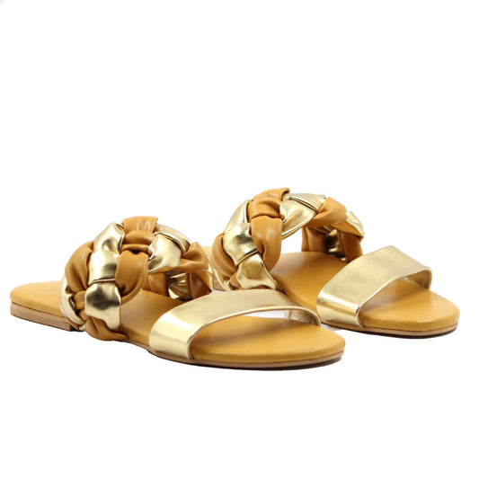 Women's Knotted Mustard & Gold Flats By Room9 The Popup Store