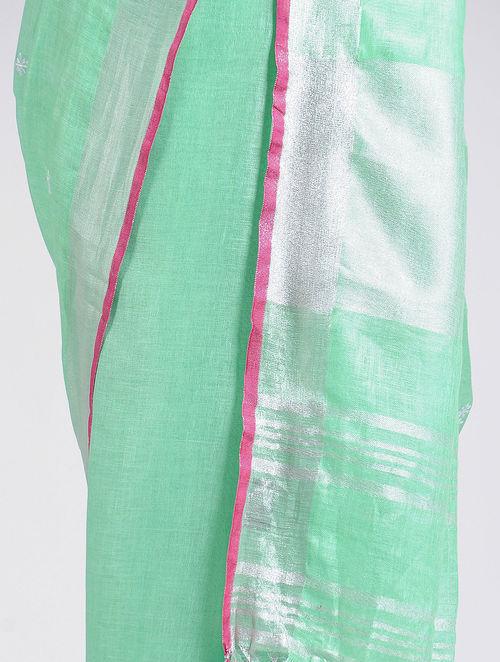 Women's Embellished Mint linen saree By Room9 The Popup Store