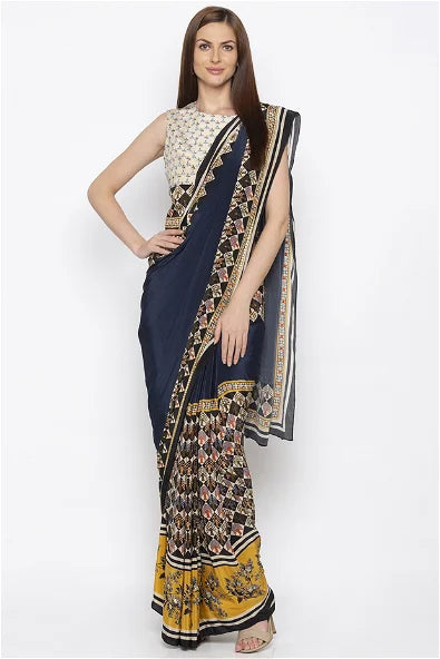 Women's Applique Printed Pre-Stitch Saree By Room9 The Popup Store
