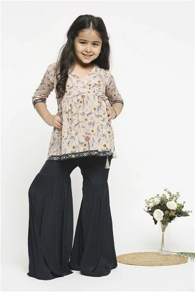 Women's Gulista Floral Printed Overlap Top Paired With Sharara Pants By Room9 The Popup Store