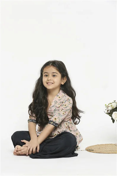 Women's Gulista Floral Printed Overlap Top Paired With Sharara Pants By Room9 The Popup Store