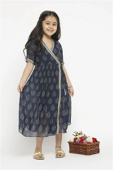 Women's Muasir Printed Overlap Dress With Tie Ups By Room9 The Popup Store