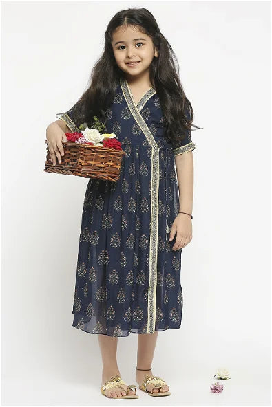 Women's Muasir Printed Overlap Dress With Tie Ups By Room9 The Popup Store