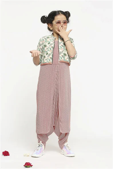 Women's Tropical Chevron Printed Jumpsuit Paired With Bomber Jacket By Room9 The Popup Store