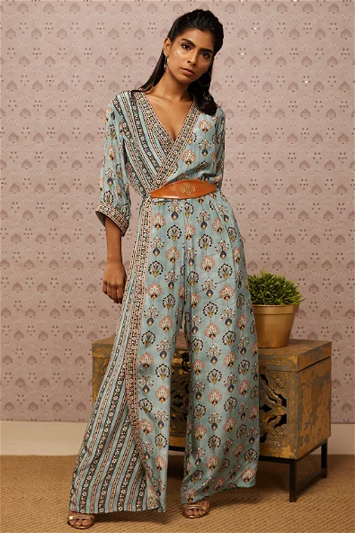 Women's Sarouk Printed Overlap Jumpsuit With Belt By Room9 The Popup Store