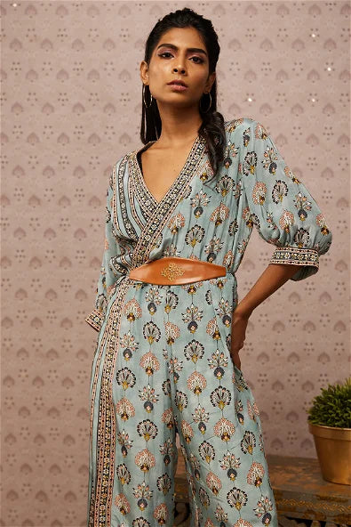 Women's Sarouk Printed Overlap Jumpsuit With Belt By Room9 The Popup Store