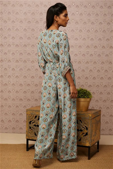 Women's Sarouk Printed Overlap Jumpsuit With Belt By Room9 The Popup Store