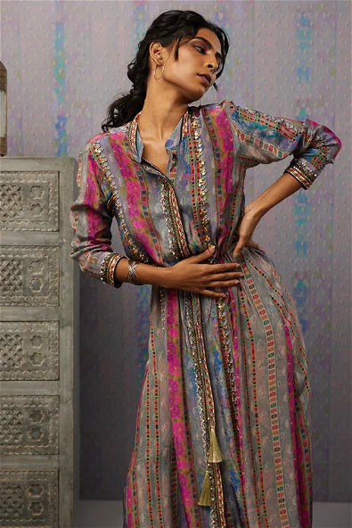 Women's Ikaya Embroidered Dress With Tie-Up By Room9 The Popup Store