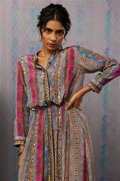 Women's Ikaya Embroidered Dress With Tie-Up By Room9 The Popup Store